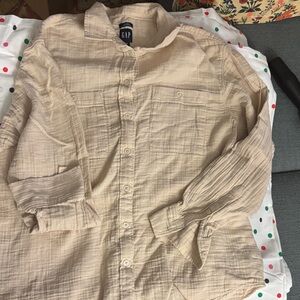 GAP women Beige Lightweight Shirt Jacket